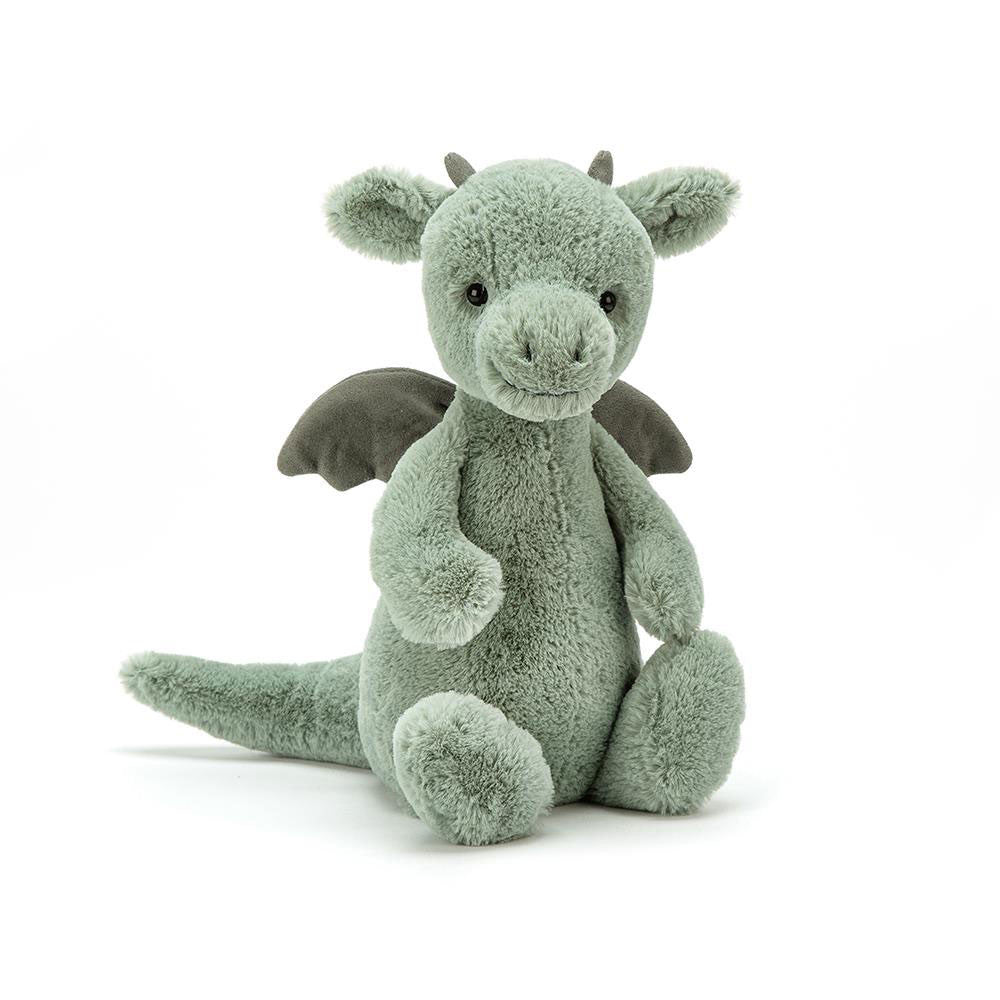 bashful dragon - sage green dragon - soft toy 