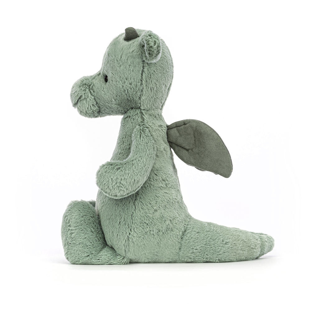 bashful dragon - sage green dragon - soft toy 