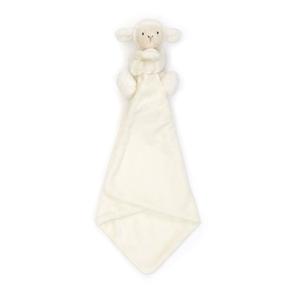 bashful lamb soother - vanilla cream fur - mini blanket attached