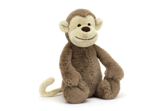 bashful monkey - brown and beige - cuddly soft toy