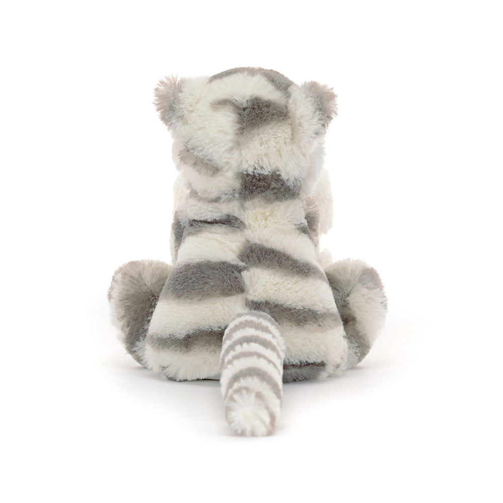 Bashful Snow Tiger Soother - grey and cream stripes - mini cream blanket attached