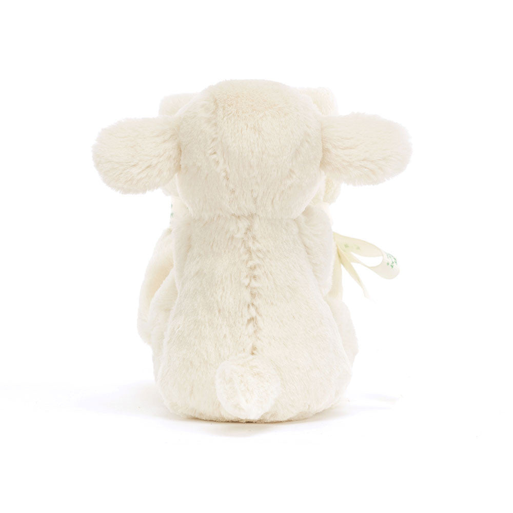 bashful lamb soother - vanilla cream fur - mini blanket attached