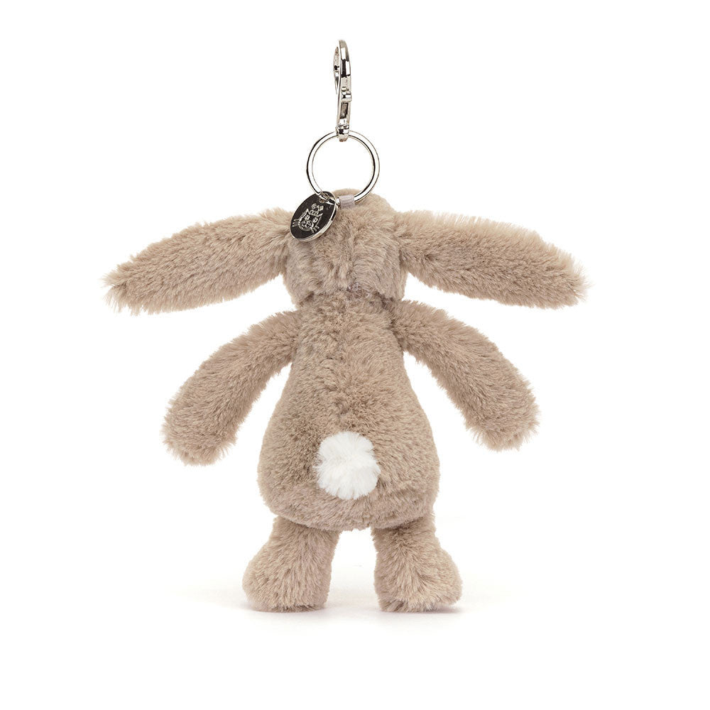 Blossom Beige Bunny 'Petal' Bag Charm   - pocket size - beige fur - pink and purple flowers pattern in ears and paw pads