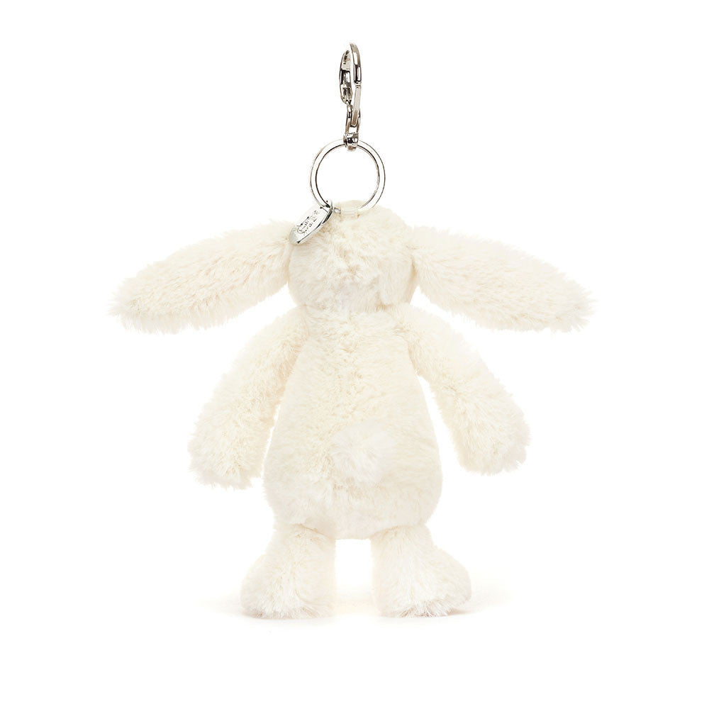 Blossom Cream Bunny 'Berry' Bag Charm - pocket size - cream fur - strawberries and flowers pattern in ears and paw pads