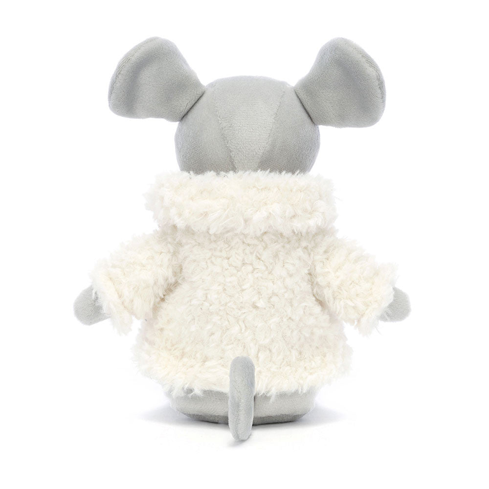 Comfy coat Mouse - grey mouse - white fluffy jacket - soft toy