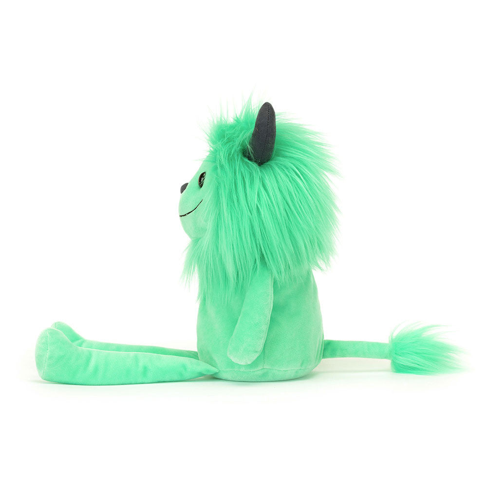 Cosmo Monster - minty green fur - soft mane - tufty tail - suede grey horns - long legs