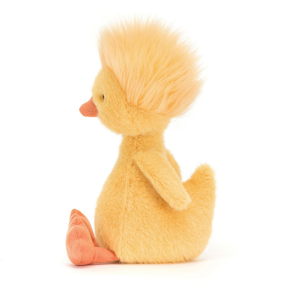 Dorit Duckling - bold yellow fur - little wings and a high tail - orange beak and matching long legs