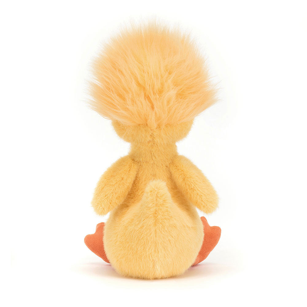 Dorit Duckling - bold yellow fur - little wings and a high tail - orange beak and matching long legs