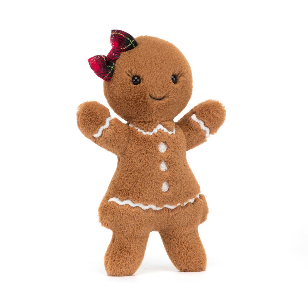 Jolly Gingerbread Ruby - brown gingerbread - with a bow - cuddly soft toy 