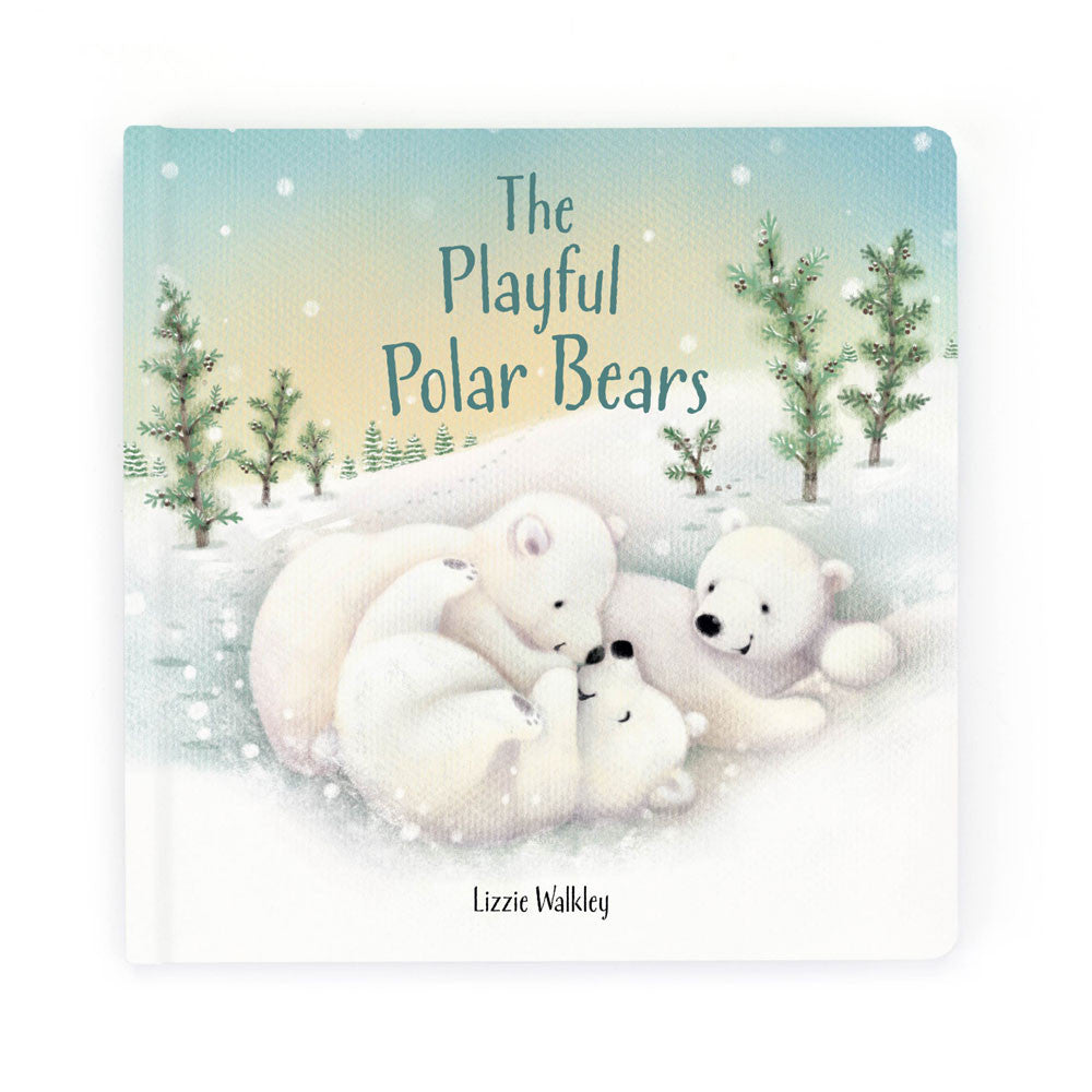 playful polar bears - three polar bear cubs - hard back illustration 