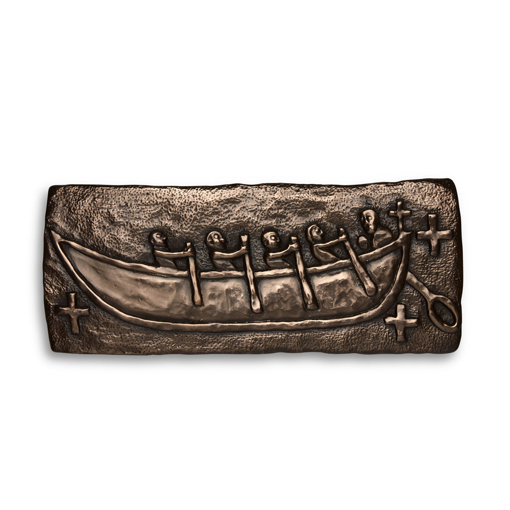 St. Brendan’s Boat Bronze Plaque - The patron saint of travellers. -  pure bronze - 8xm x 14cm